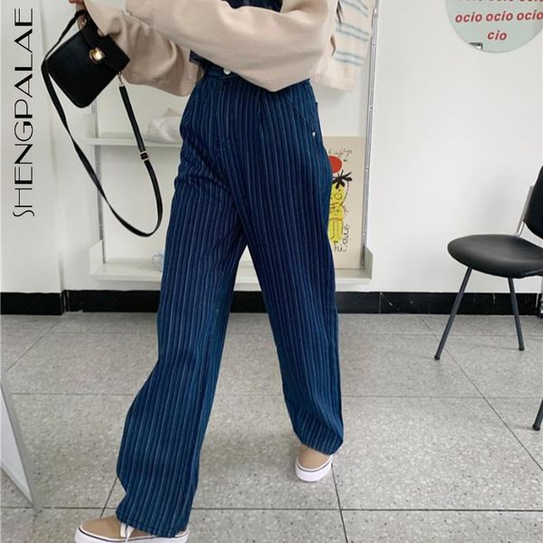 

vertical striped jeans women's spring 2021 high waist streetwear wide leg straight denim pants female trendy 5b22, Blue