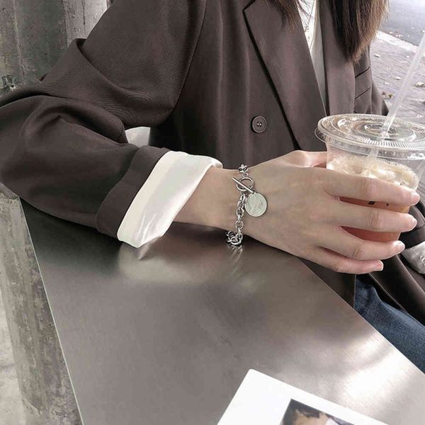 

bracelet [net red money]bracelet fashion hip hop ins cool minority simple hand decoration, Golden;silver