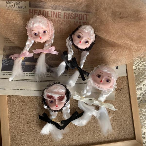 

pins, brooches hand-made horror ghost doll brooch lace bow bandage hairpin dual-use accessories for women girls jewelry gift, Gray