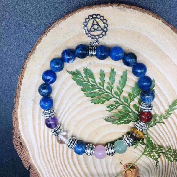 

natural blue tiger eye seven chakra bracelet sphere healing decorative objects & figurines