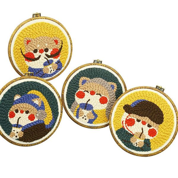 

other arts and crafts cute drink pearl milk tea punch needle embroidery kits soft yarn kit fashion needlework wool work home decor