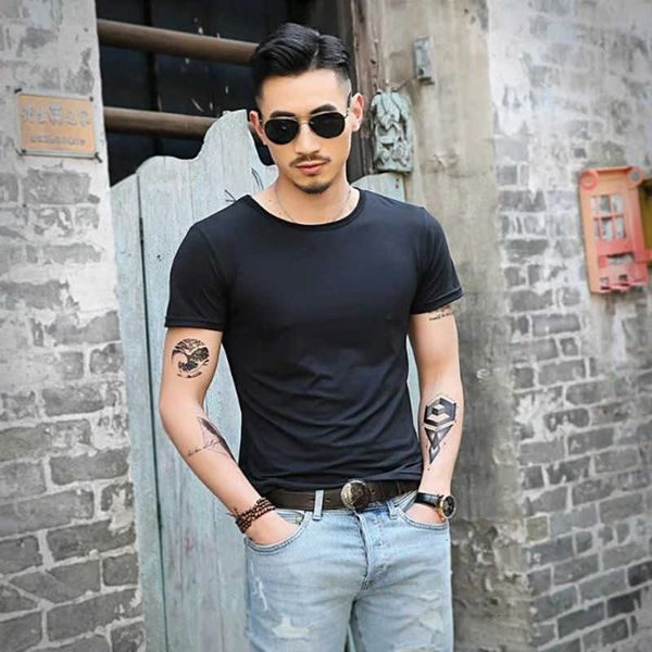 

men's t-shirts fashion solid casual streetwear tshirts summer short sleeve slim fit t-shirt men comfort clothing tshirt 0hsl, White;black