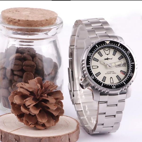 

wristwatches heimdallr 20mm mechanical automatic watch luminous water resistant diver 20bar bracelet clasp watches 2021 luxury, Slivery;brown