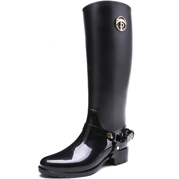 

tongpu simple high tube fashion waterproof women's boots with zipper rain sho