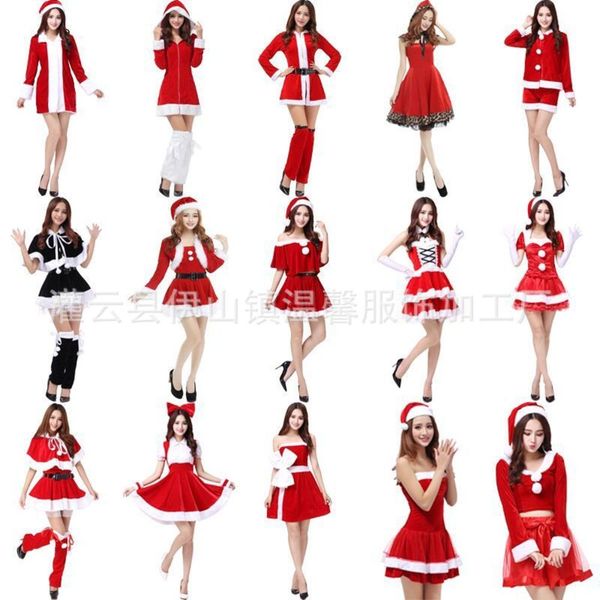 

red suspender christmas dress stage performance uniform party dress, Black;red