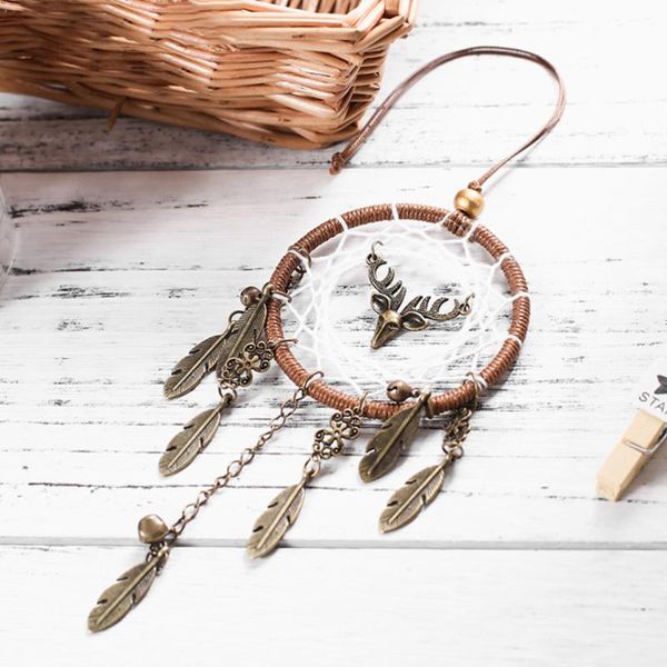 

decorative objects & figurines retro alloy hanging dreamcatcher stylish ornament pendant indoor adornment for home living room (brown)