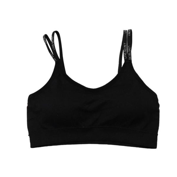 

gym clothing seamless sport bra english letter shoulder strap sports ice silk fabric wrapped chest elastic pad push up, White;black