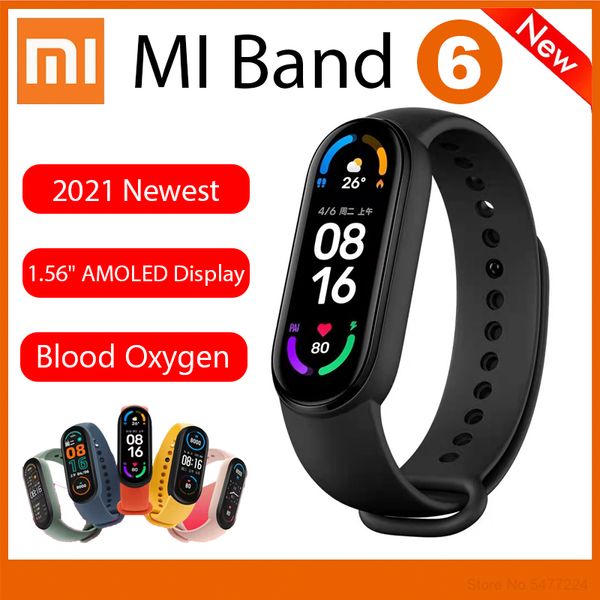 Xiaomi Youpin Mi Band 6 Smart Wristband Amoled Кровь Кислород Fitness Traker Сердечный Уровень Bluetooth Водонепроницаемый Браслет Шесть