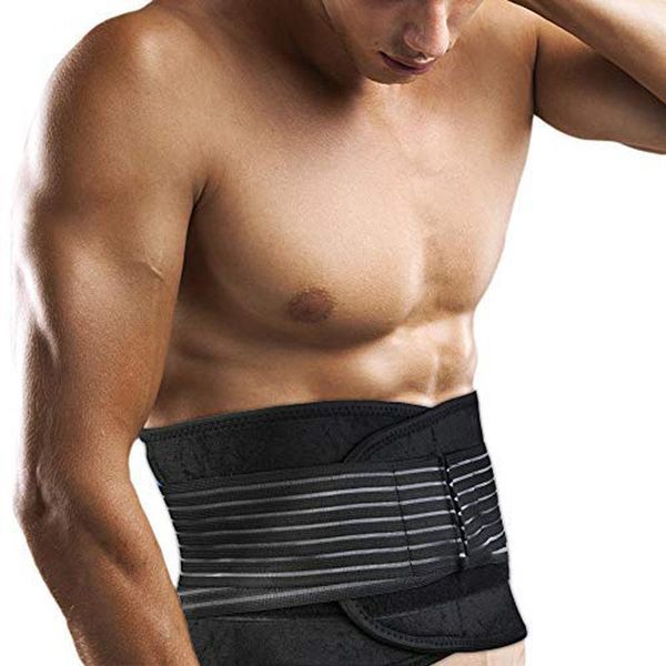 

waist support for men and women gym running lower back belt adjustable lumbar brace loss weight, Black;gray