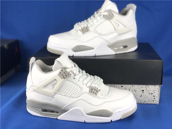 

2021 release 4 white oreo men basketball shoes 4s tech gray-white chaussures trainers sneakers sports shoe with box