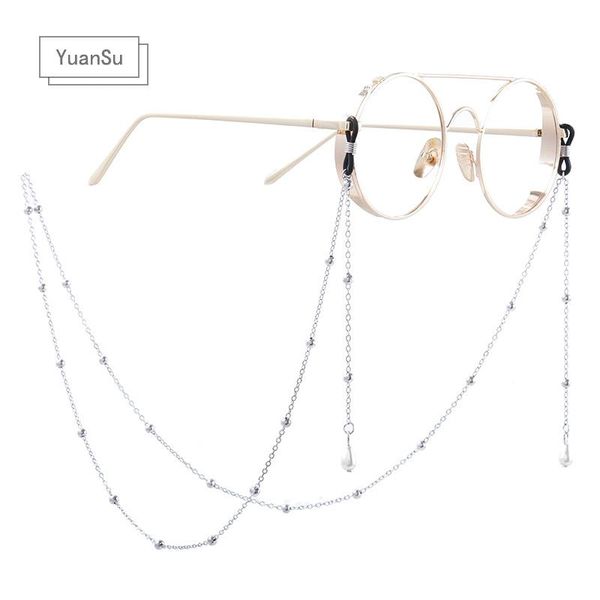 

fashion sunglasses frames roaming lolita habitat water drop pearl chain net red neck anti-skid glasses decorative, Black