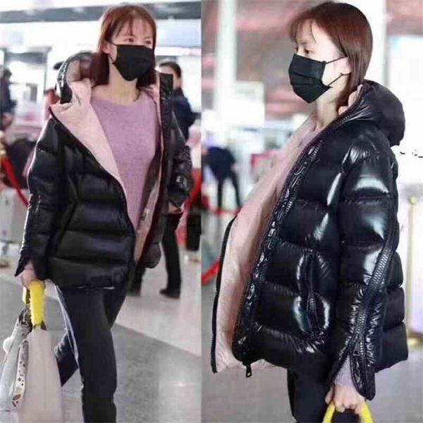

women's winter hooded thickened women's fashion inclined zipper down jacket, Black