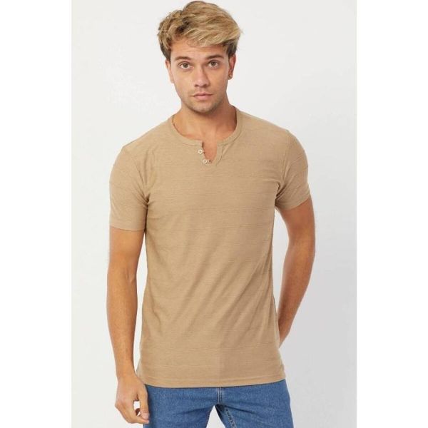 

men's t-shirts karpefingo man y neck brown t-shirt-200097537, White;black