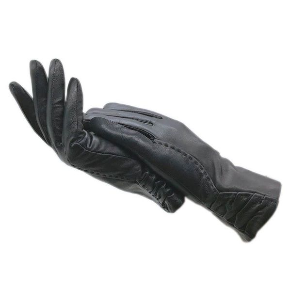 

five fingers gloves winter ladies fashion sheepskin to keep warm authentic genuine leather black dress motorcycle d, Blue;gray