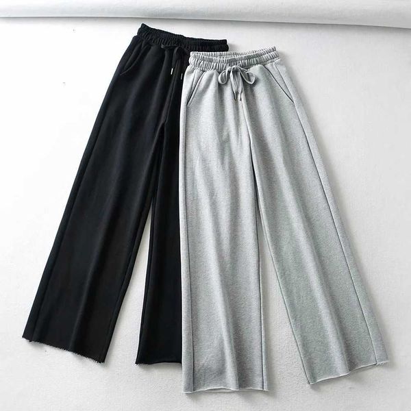

women's pants & capris sports casual ins european american spring clothes loose and versatile wide leg foiw, Black;white