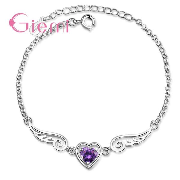 

link, chain temperament s90 double angel heart charm bracelets for women fashion crystal jewelry pulseira feminina, Black