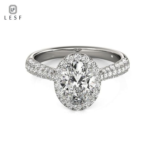 

cluster rings lesf luxury 925 sterling silver ring 1 ct oval cut sona stone wedding for women engagement, Golden;silver