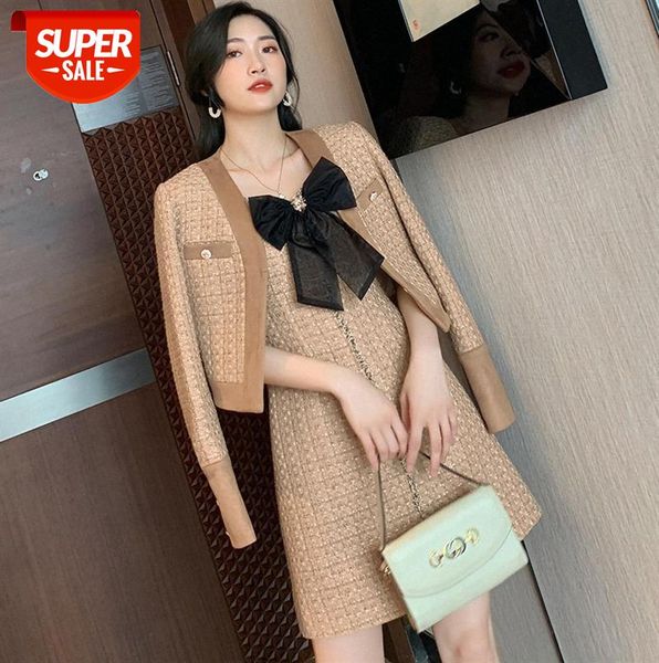 

chic xiaoxiang's wind suit, short bowknot suspender skirt, small two-piece suit #sl9f, Black;gray