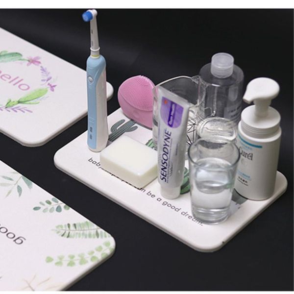 

nordic style bathroom diatomite quick-drying soap pad holder toothbrush toothpaste cup mat bath shower plate 20x30cm dropship mats
