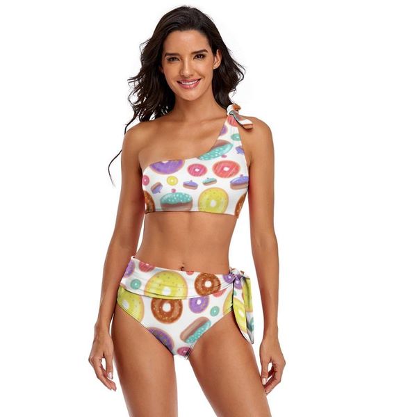

one-piece suits donut bikini swimsuit with ties wholesale two piece swimwear ladies stylish rave bathing suit