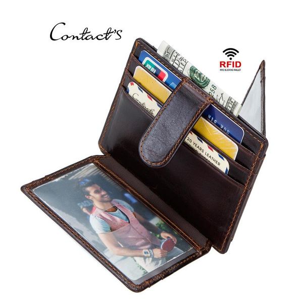 

card holders 100% cowhide brand male real leather case bill holder magnet money clip slim handy wallet mini purse for men, Brown;gray