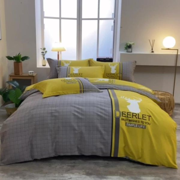 

bedding sets printed versatile style 4pcs set soft skin-friendly bed sheet healthy fabric cover breathable pillowcase no fading