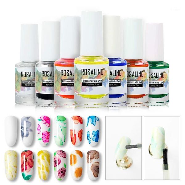 

water color nails blossom polish set manicure gel for nail art halo dye 12ml uv lamp blooming change primer1, Red;pink