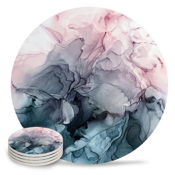 

mats & pads grey flowing abstract painting ceramic coasters waterproof tea cup mat christmas home decor for glasses