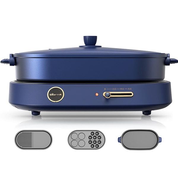 

multifunctional electric waffle maker household pot frying pan cooking machine with non-stick 3 plates bread makers