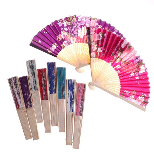 

flowers floral vintage chinese bamboo folding hand fan wedding dance party decor colorful summer favor