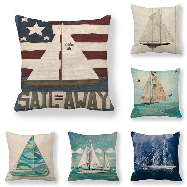 

45cm*45cm cushion cover design of navigation sailing vessel linen/cotton pillow case sofa and home decorative cushion/decorative