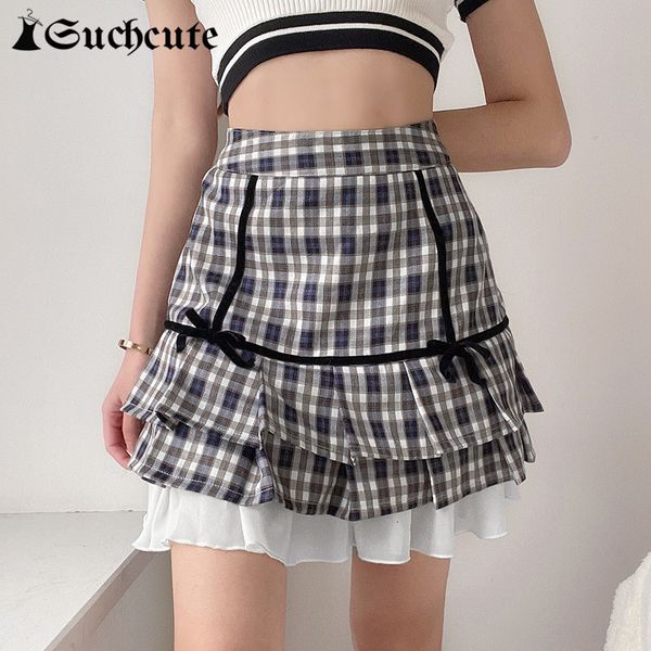 

casual dresses plaid patchwork 90s mini skirts for women korean fashion high waist cute pleated skirt summer kawaii clothes 6p7g, Black;gray