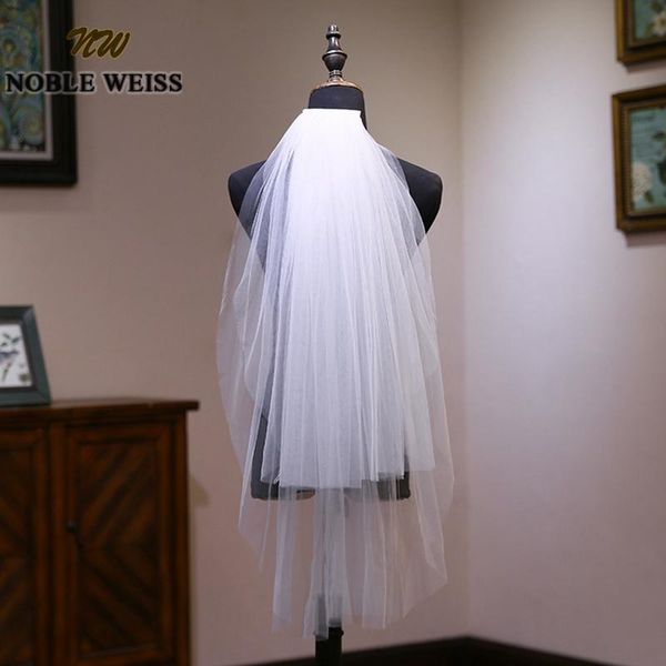 

bridal veils short wedding veil two layers cut edge simple white / ivory with comb head accissories 60cm + 90cm, Black