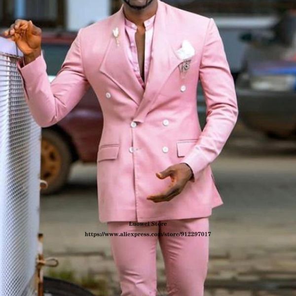 

men's suits & blazers mens slim fit fashion casual pink 2 piece sets african groom tuxedo formal business blazer costume homme (jacket+, White;black