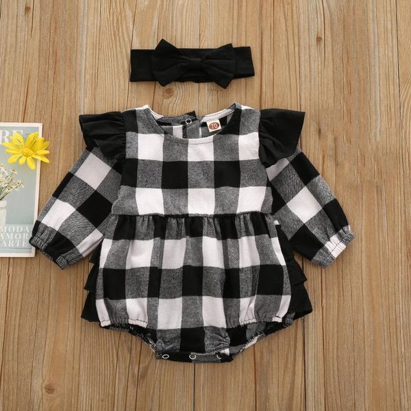 

rompers black and white plaid romper sets infant boys girls bodysuit+headbands outfits baby girl stuff clothes set roupa menina, Blue