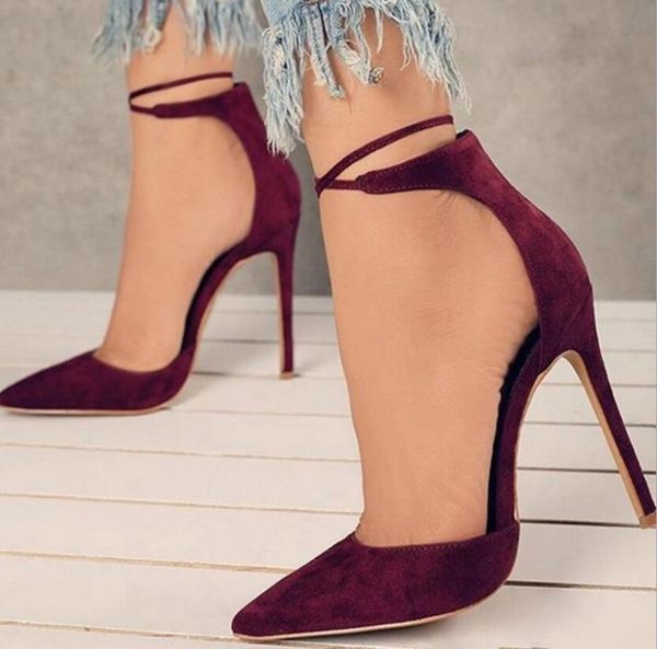 

dress shoes women high heels stiletto pumps cross strappy party pointed toe ladies red bridal wedding woman heel, Black