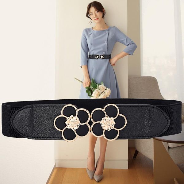 

belts ladies wide for fashion dress stretch leather waist belt women vintage elastic waistband cummerbunds, Black;brown