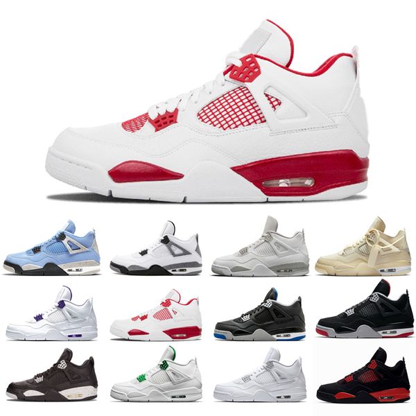 

new basketball shoes 4s man woman black cat court purple university red bred alternate motorsport orange metallic white cement pure money si