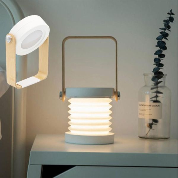 

portable lanterns led lantern stretch night light outdoor hand lamp 360Â° adjust wooden handle usb eye protection table reading