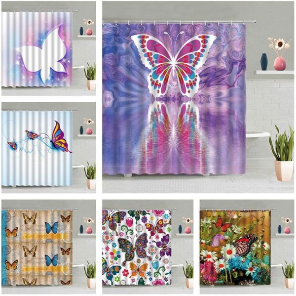 

shower curtains dazzle colour butterfly curtain colourful flower 3d printed bathroom waterproof wall hanging screen decor set