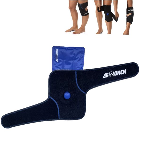

knees pads ice packs with wrap brace reusable cold therapy gel pack adjustable compression support for injuries elbow pain surgery giving da, Black;gray