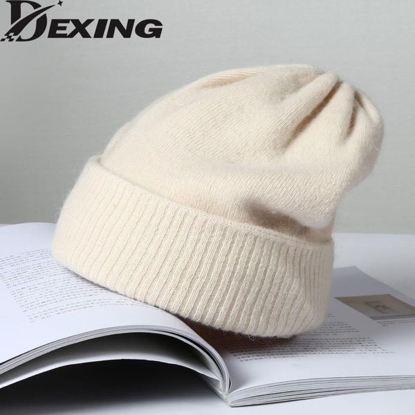 

beanie/skull caps 2021 winter cashmere woolen beanies hat for women cold thick warm knitted ski bonnets wholesale cap, Blue;gray