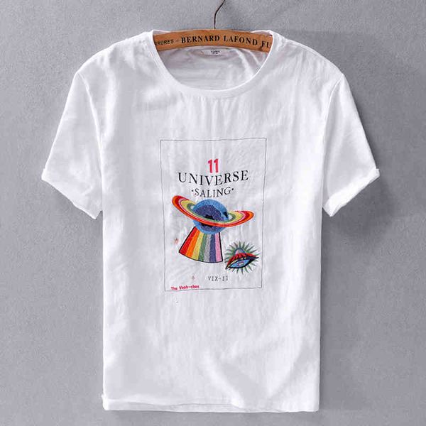 

men's t-shirts summer casual linen short-sleeved t-shirt white beach loose breathable cotton trend men t shirt brand camiseta 72s2, White;black
