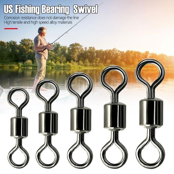

fishing hooks 100/50pcs us swivel solid connector ball bearing snap for jigging/casting fishing/power rolling stainless steel beads