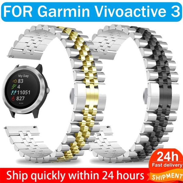 

watch bands nest 20/22mm metal watchband for garmin vivoactive3 stainless steel strap wist band bracelet accessories, Black;brown