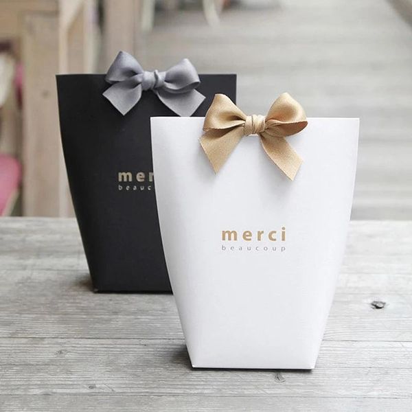 

gift wrap 5pcs black white "merci" candy boxes french thank you wedding favors box package christmas xmas birthday party bags