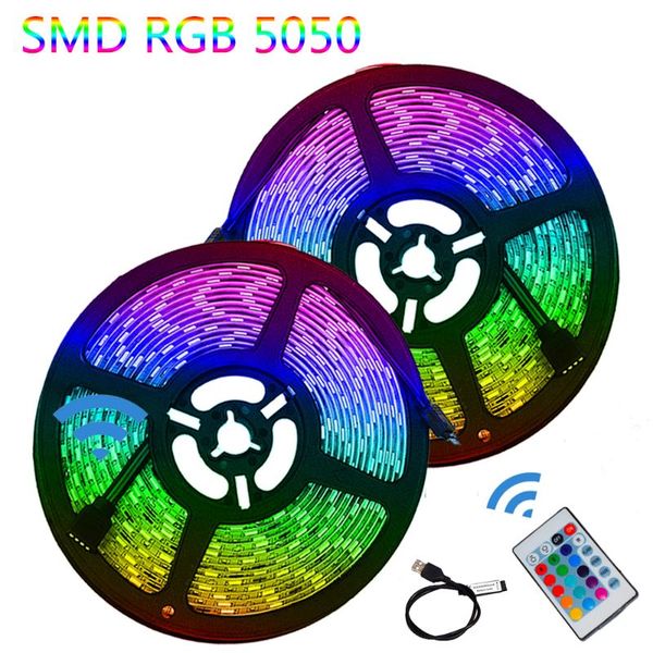 

strips led strip light flexible rgb usb 5v lighting remote controller tv backlight room decorations festival lights for