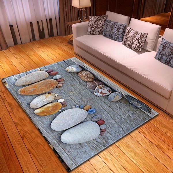

carpets nordic 3d stone footprints kids room floormat bedside area rug flannel family creative carpet for living home decor