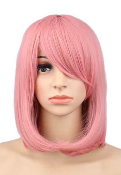 

wig cosplay pink multiwave game animation cos wig high temperature silk, Black