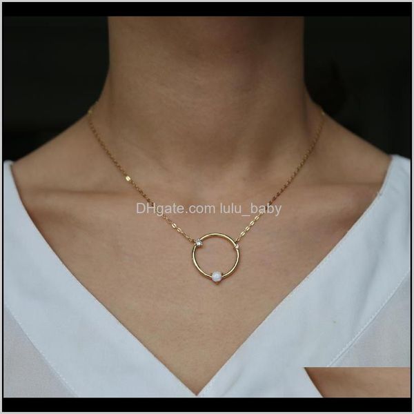 

& pendants jewelry drop delivery 2021 wholesale cz opal round necklaces stone unique gold color circle pendant &necklaces for women eternity, Silver